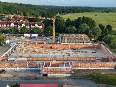 Neubau Norma-Markt : Bautenstand 26.06.2025 Richten des Dachstuhls